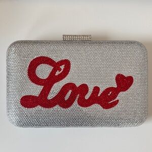 Silver Clutch with Red Love Design